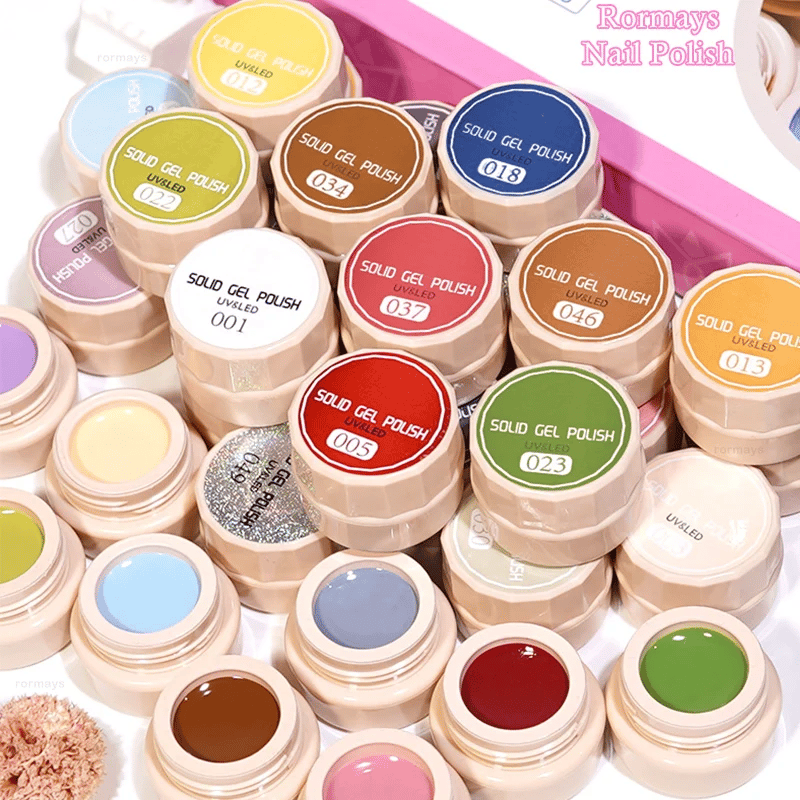 Rormays 24pcs Solid Cream Gel Nail Polish 5g Canned Semi Permanent Varnish DIY Cream Texture Painting Nail Solid UV Gel Factory
