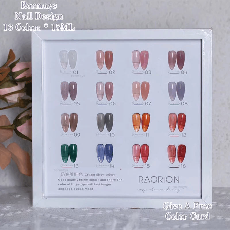Rormays 16 Colors Transparent Colorful Nail Gel Polish Semi Permanent Soak Off UVLED Nail Art Design Neon Jelly Gel Varnish 15ML