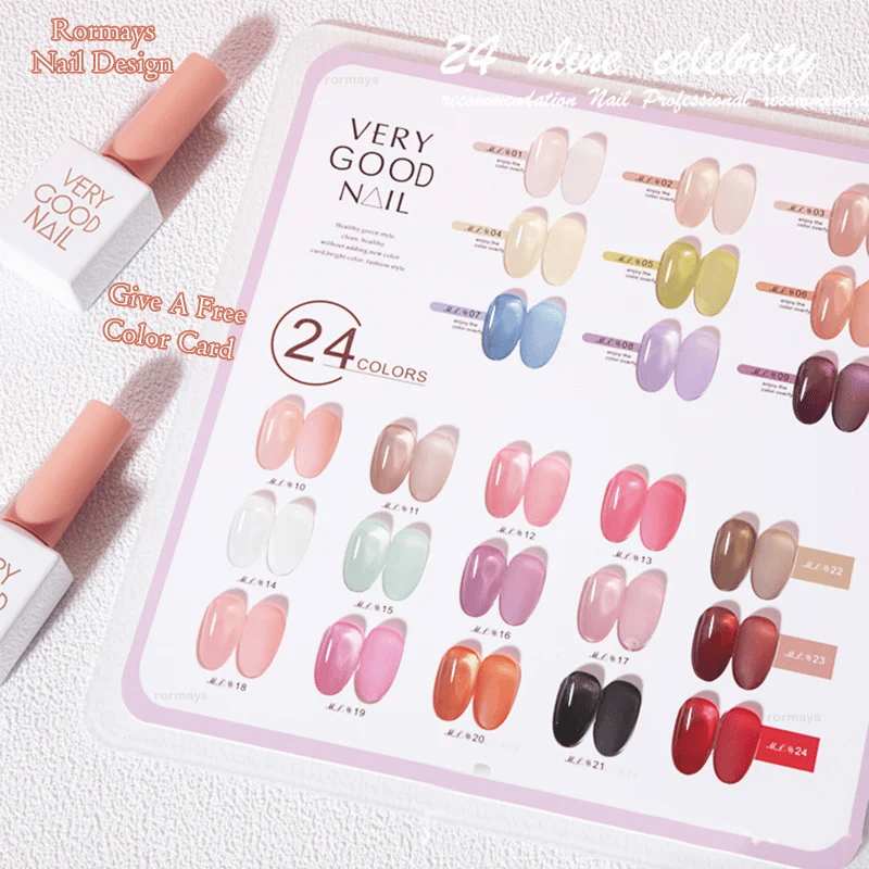 Rormays 24 Color Ice Transparent Nail Polish Set Jelly Powder UVLED Translucent Light Therapy Varnish Nail Polish Wholesale 15ML