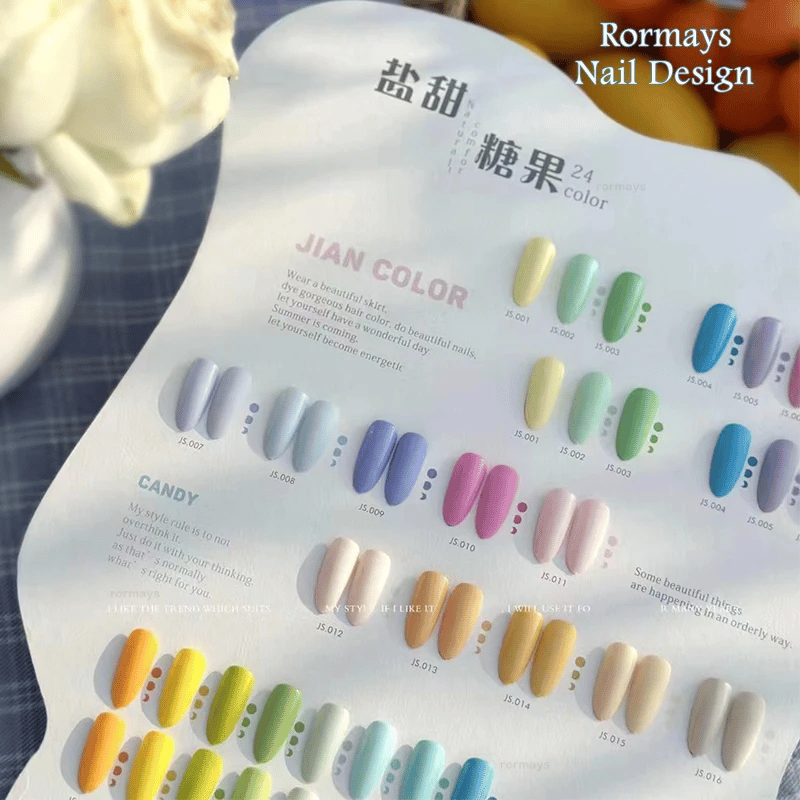 Rormays Macaron Candy gel nail polish Set 24PCS Color Polished gel Varnish Soaked UV LED Lasting Nail Design Salon gel Factory