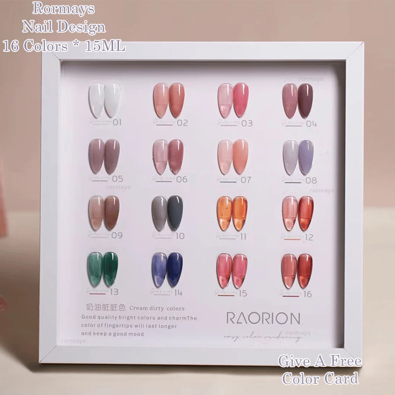 Rormays 16 Colors Transparent Colorful Nail Gel Polish Semi Permanent Soak Off UVLED Nail Art Design Neon Jelly Gel Varnish 15ML