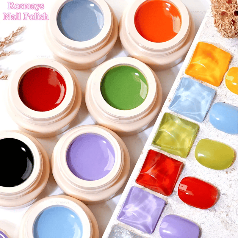 Rormays 24pcs Solid Cream Gel Nail Polish 5g Canned Semi Permanent Varnish DIY Cream Texture Painting Nail Solid UV Gel Factory