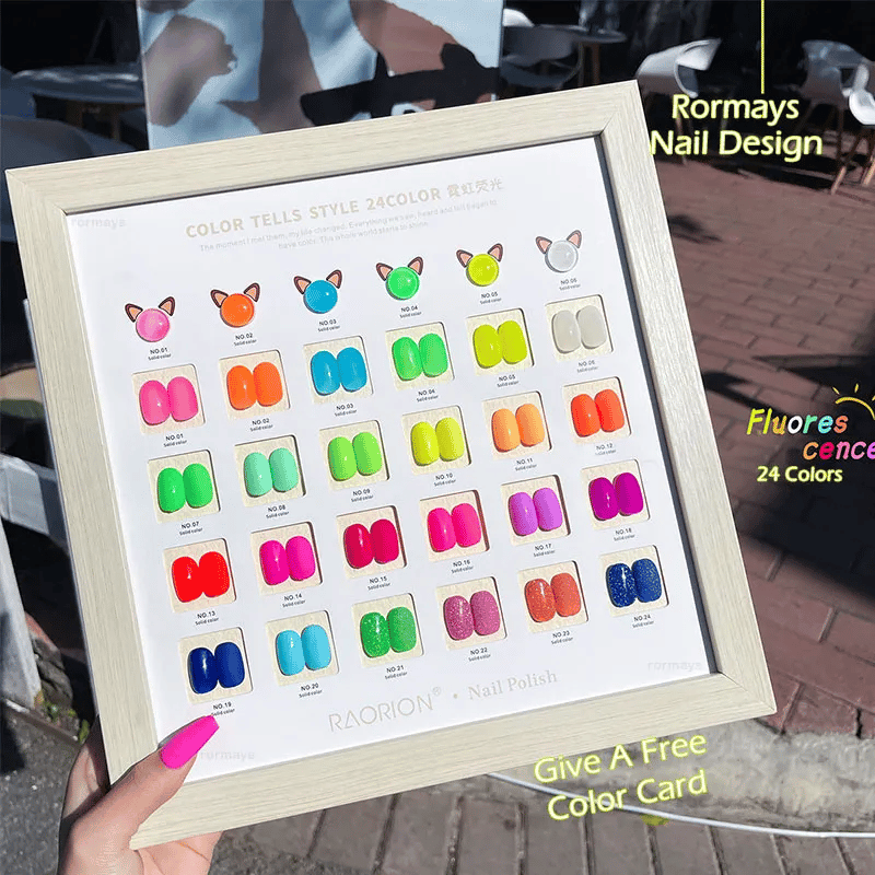 Rormays Neon Light 24 Color Gel Polishing Nail Polish Semi Permanent UV LED Soaking Gel Varnish Green Fluorescent Gel Factory