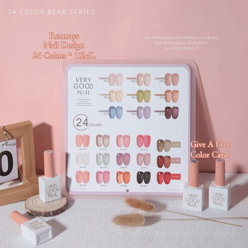Rormays 24 Color Ice Transparent Nail Polish Set Jelly Powder UVLED Translucent Light Therapy Varnish Nail Polish Wholesale 15ML