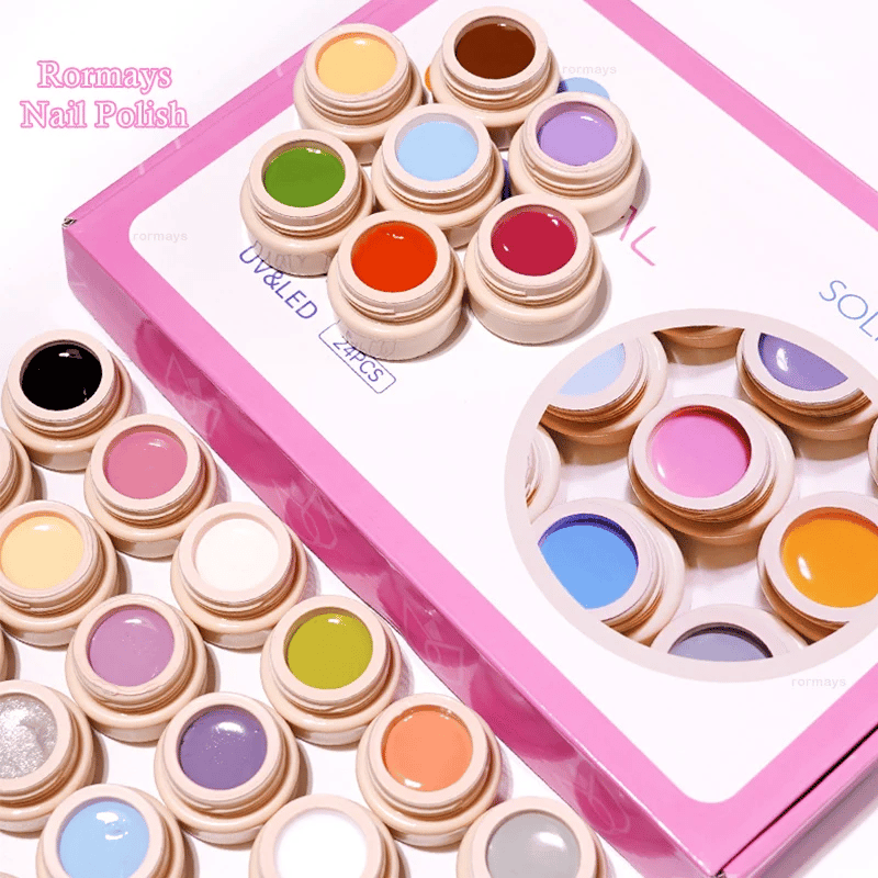 Rormays 24pcs Solid Cream Gel Nail Polish 5g Canned Semi Permanent Varnish DIY Cream Texture Painting Nail Solid UV Gel Factory