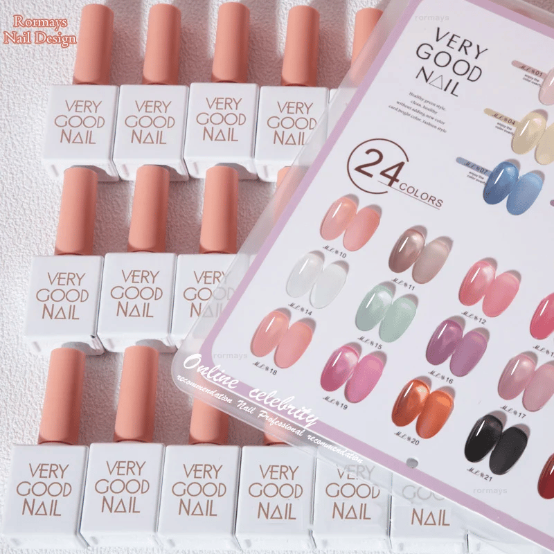 Rormays 24 Color Ice Transparent Nail Polish Set Jelly Powder UVLED Translucent Light Therapy Varnish Nail Polish Wholesale 15ML