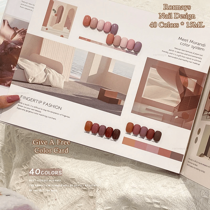 Rormays Autumn 40 Color gel Polished Nail Set Brown Green Mixed Varnish UV LED Soaked Nail Design Flip Color Card Salon Factory