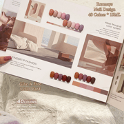 Rormays Autumn 40 Color gel Polished Nail Set Brown Green Mixed Varnish UV LED Soaked Nail Design Flip Color Card Salon Factory