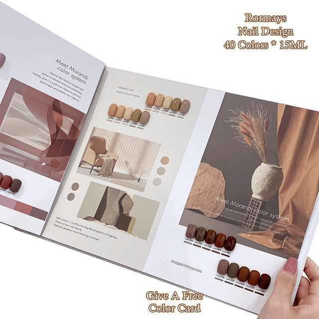 Rormays Autumn 40 Color gel Polished Nail Set Brown Green Mixed Varnish UV LED Soaked Nail Design Flip Color Card Salon Factory
