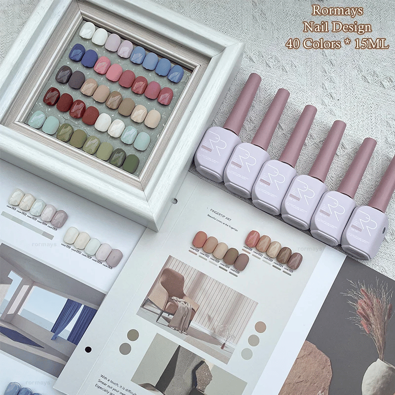 Rormays Autumn 40 Color gel Polished Nail Set Brown Green Mixed Varnish UV LED Soaked Nail Design Flip Color Card Salon Factory