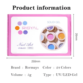 Rormays 24pcs Solid Cream Gel Nail Polish 5g Canned Semi Permanent Varnish DIY Cream Texture Painting Nail Solid UV Gel Factory