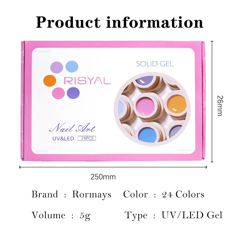 Rormays 24pcs Solid Cream Gel Nail Polish 5g Canned Semi Permanent Varnish DIY Cream Texture Painting Nail Solid UV Gel Factory