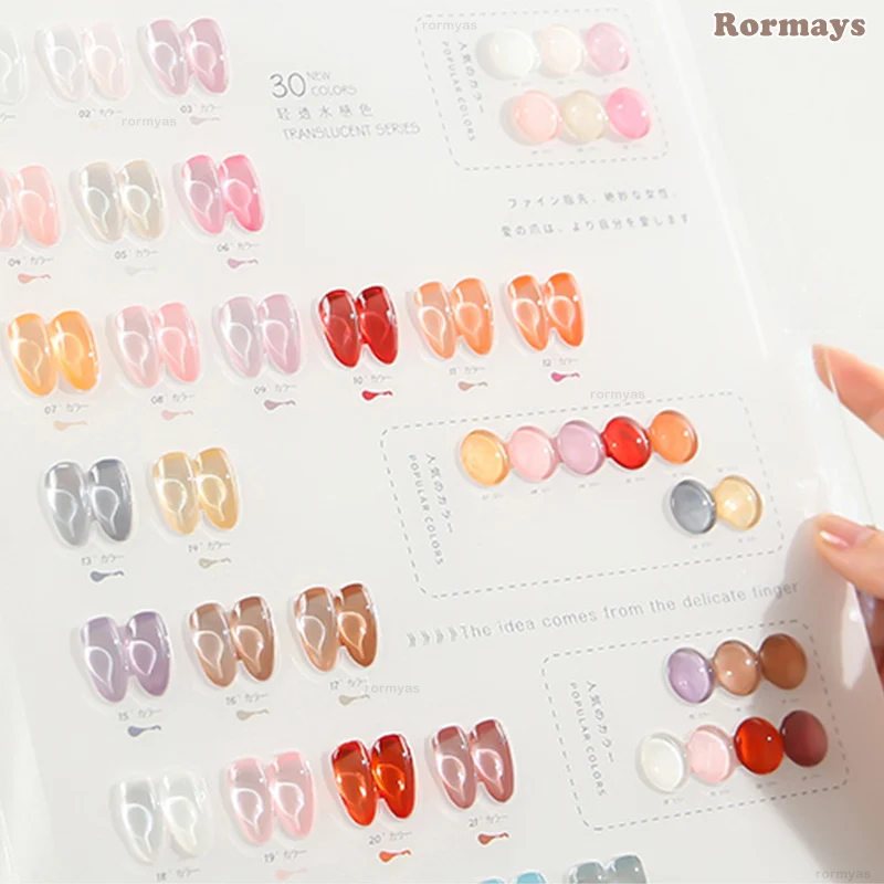Rormays 30pcs Gel Nail Polish Set Transparent Jelly Gel Whole Set Need Primer All For Manicure Top Coat Nail Gel Set 15ml