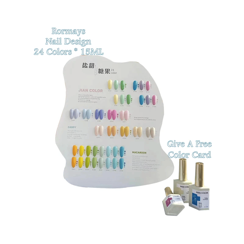 Rormays Macaron Candy gel nail polish Set 24PCS Color Polished gel Varnish Soaked UV LED Lasting Nail Design Salon gel Factory