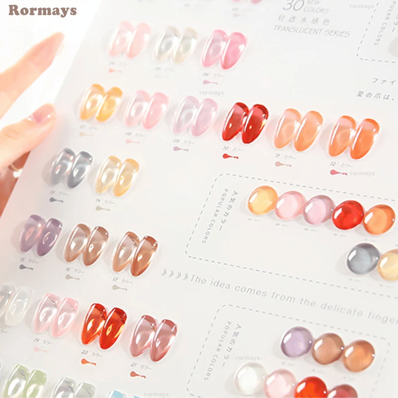 Rormays 30pcs Gel Nail Polish Set Transparent Jelly Gel Whole Set Need Primer All For Manicure Top Coat Nail Gel Set 15ml