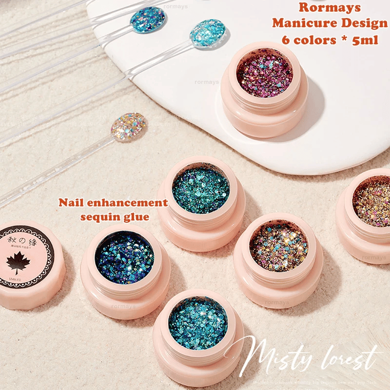 Rormays high-density 6-color platinum UV nail polish gel set nail polish design nail polish glitter fine powder lining paint gel