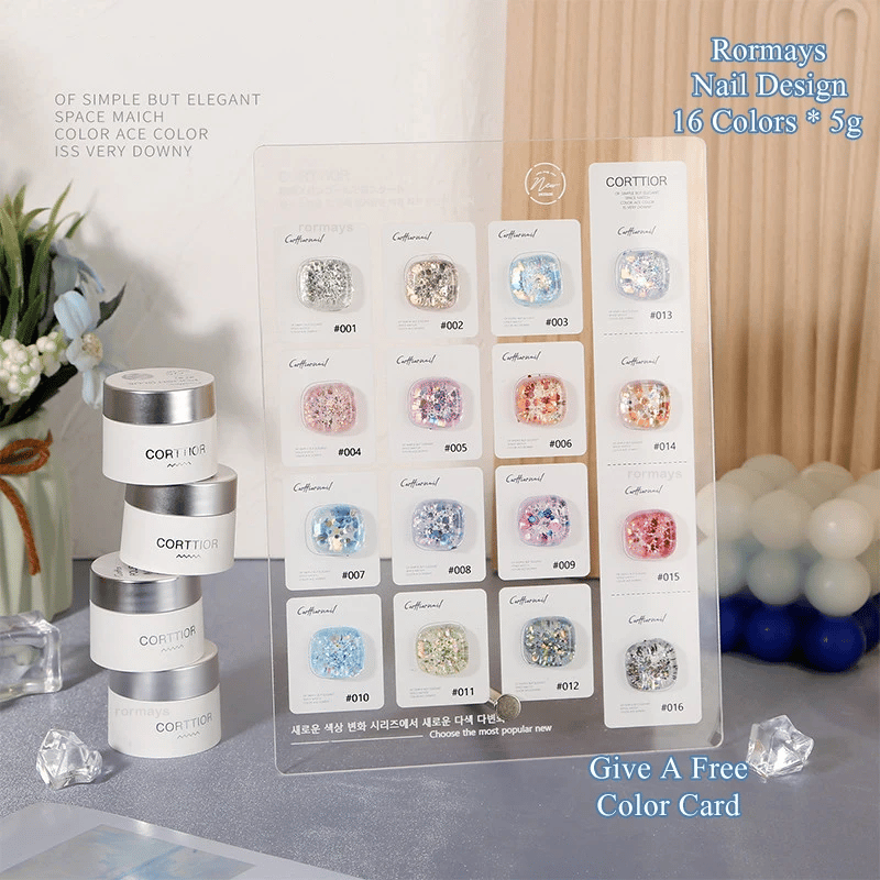 Rormays New Color Diamond gel Nail Polishing Agent 16PCS Shiny Light Explosion Semi permanent UV LED Nail Art gel Factory