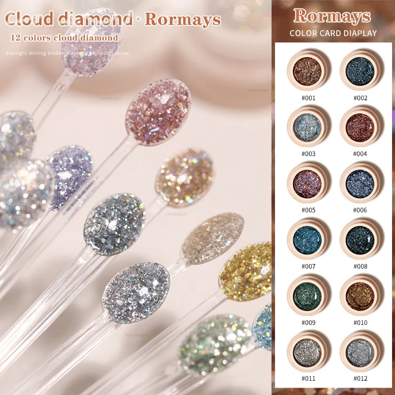 Rormays Platinum Gel 12 colors 5ml New Flashes Jumpy Nail Oil Glue High Density Nail Gel Bright Platinum Glue Nail Art Makeup