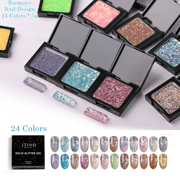 Rormays New eye shadow Disk Solid Nail Enamel 24PCS Sequins Explosion Flashing Nail Enamel Lasting UV LED Phototherapeutic Glue