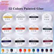 Rormays 12 Color Nail Polish Nail Art Pigment Set UVLED Gel Builder Polishing Solid Gel Extension Gel, A Nail Brush Is Presented