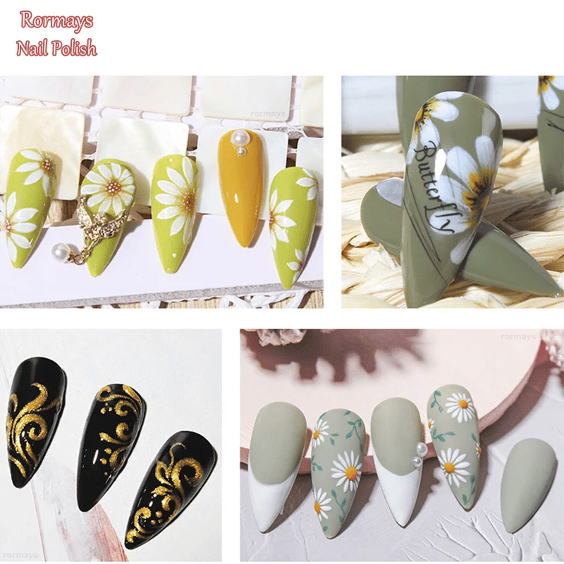 Rormays 12 Color Nail Polish Nail Art Pigment Set UVLED Gel Builder Polishing Solid Gel Extension Gel, A Nail Brush Is Presented
