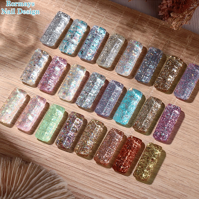 Rormays New eye shadow Disk Solid Nail Enamel 24PCS Sequins Explosion Flashing Nail Enamel Lasting UV LED Phototherapeutic Glue