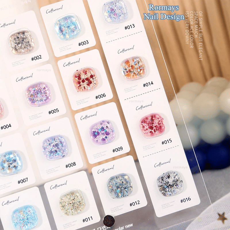 Rormays New Color Diamond gel Nail Polishing Agent 16PCS Shiny Light Explosion Semi permanent UV LED Nail Art gel Factory