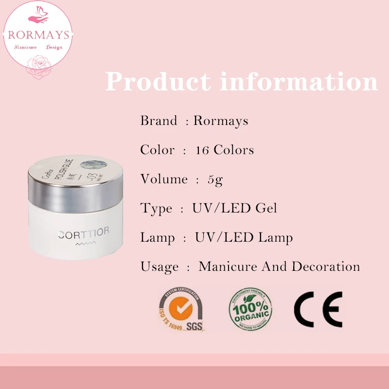 Rormays New Color Diamond gel Nail Polishing Agent 16PCS Shiny Light Explosion Semi permanent UV LED Nail Art gel Factory