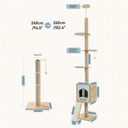 H240-260CM Modern Cat Tree Tower Floor to Ceiling Adjustable Cat Scratches with Board Multi-Level Platform Sisal Post for Indoor