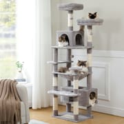 H184CM Large Cat Tower with Sisal Scratching Posts Spacious Condo Perch Stable for Kitten Multi-Level Tower Indoor Cozy Hummocks