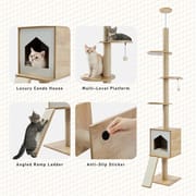 H240-260CM Modern Cat Tree Tower Floor to Ceiling Adjustable Cat Scratches with Board Multi-Level Platform Sisal Post for Indoor
