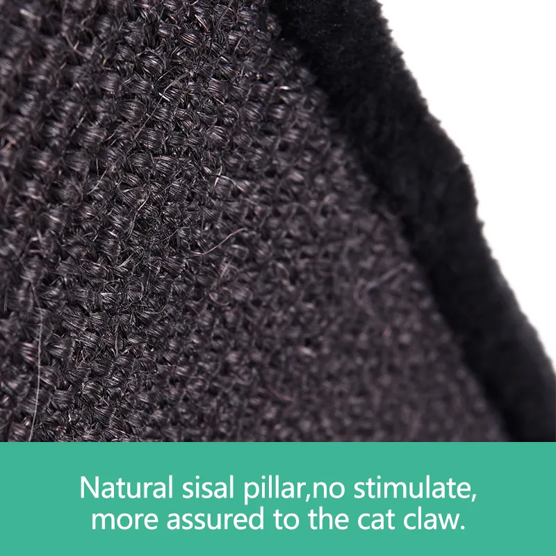 H82cm Pet Cat Tree Scratching Post for Indoor Plush Top Perch Stable Durable with Ball Black Natural Sisal Protecting Furniture