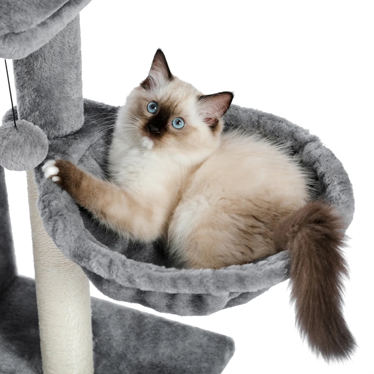 H70cm Cat Tree Condo with Natural Sisal-Covered Scratching Posts for Active Cat Indoor Kitten Large Top Perch Cozy Hummock House