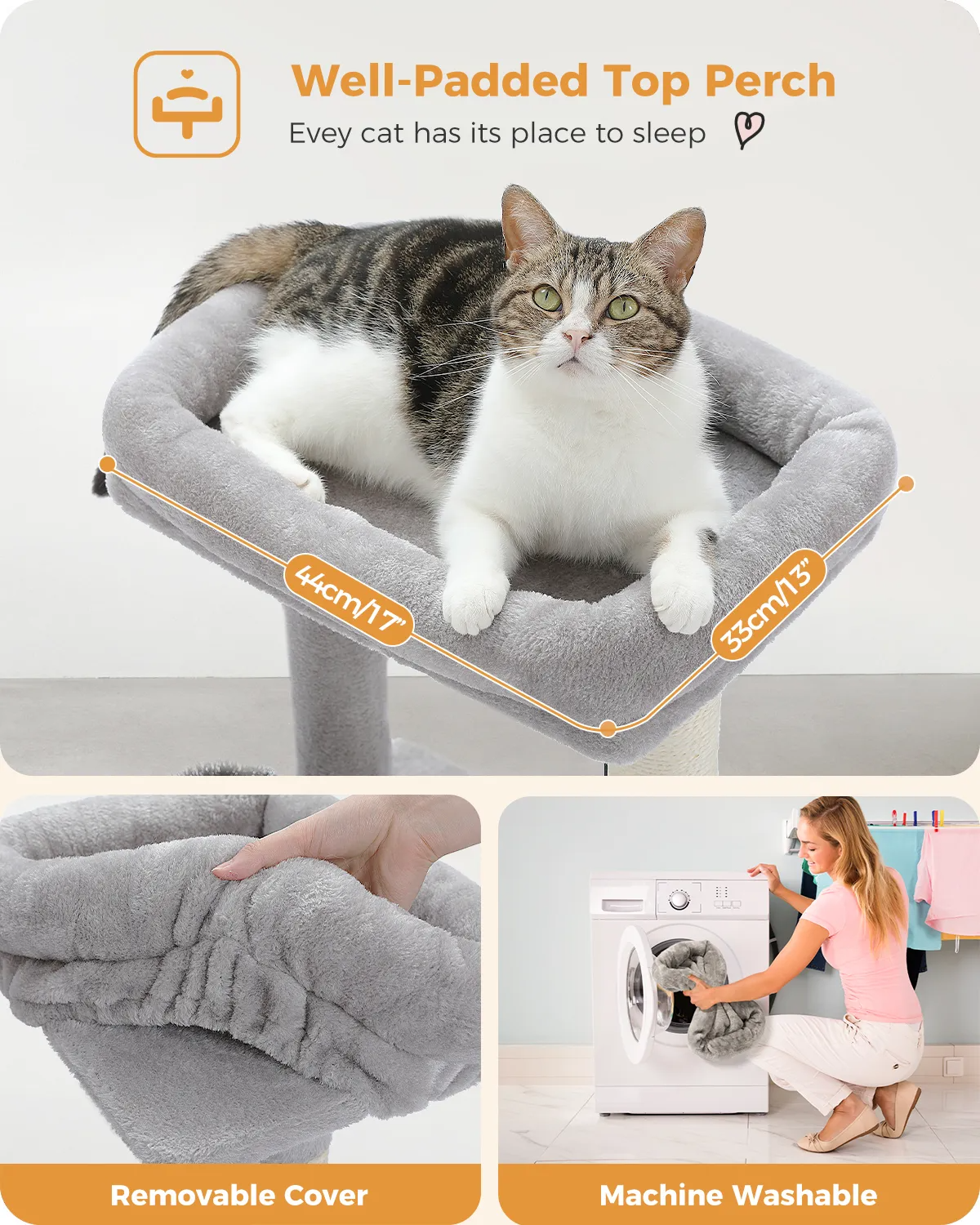 H50CM Small Cat Tree with Natural Sisal-Covered Scratching Post for Indoor Large Perch Self Grooming Brush Scratching Board ball