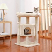 H72cm Pet Cat Tree Condo Large Top Perch Climbing Tower Multi-layer With Ball Hammock Furniture Solid Natural Scratching Post
