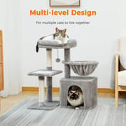 H73CM 2in1 Small Cat Tree Condo for Indoor Funny Sisal-Covered Scratching Post and Board for Kitten Large Top Perch Cozy Hummock
