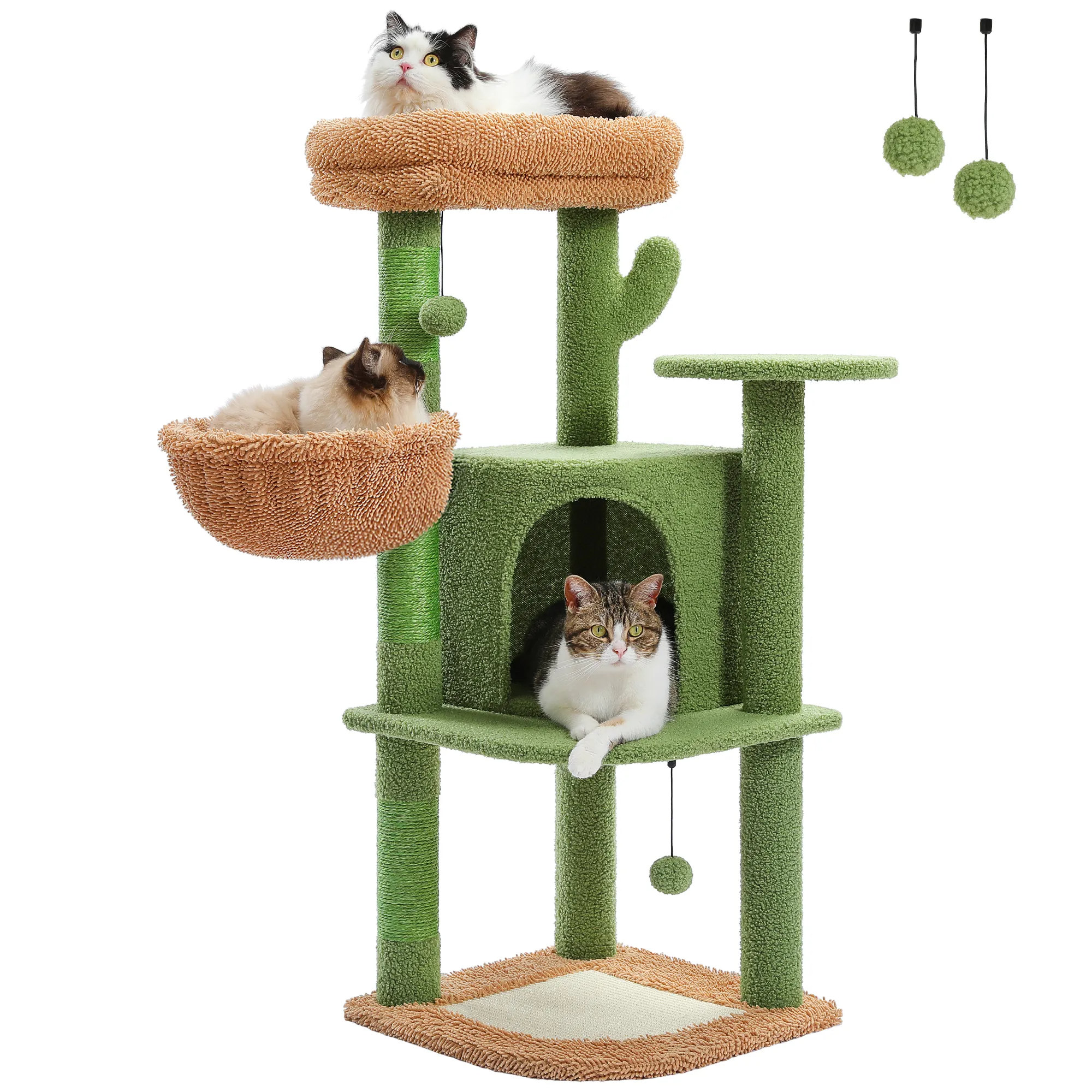 H107/83CM 2 Size Cactus Cat Tree for Indoor Cat Tower Toy Large Top Perch Sisal Covered Scratching Posts& Pad Hummock Big Condo