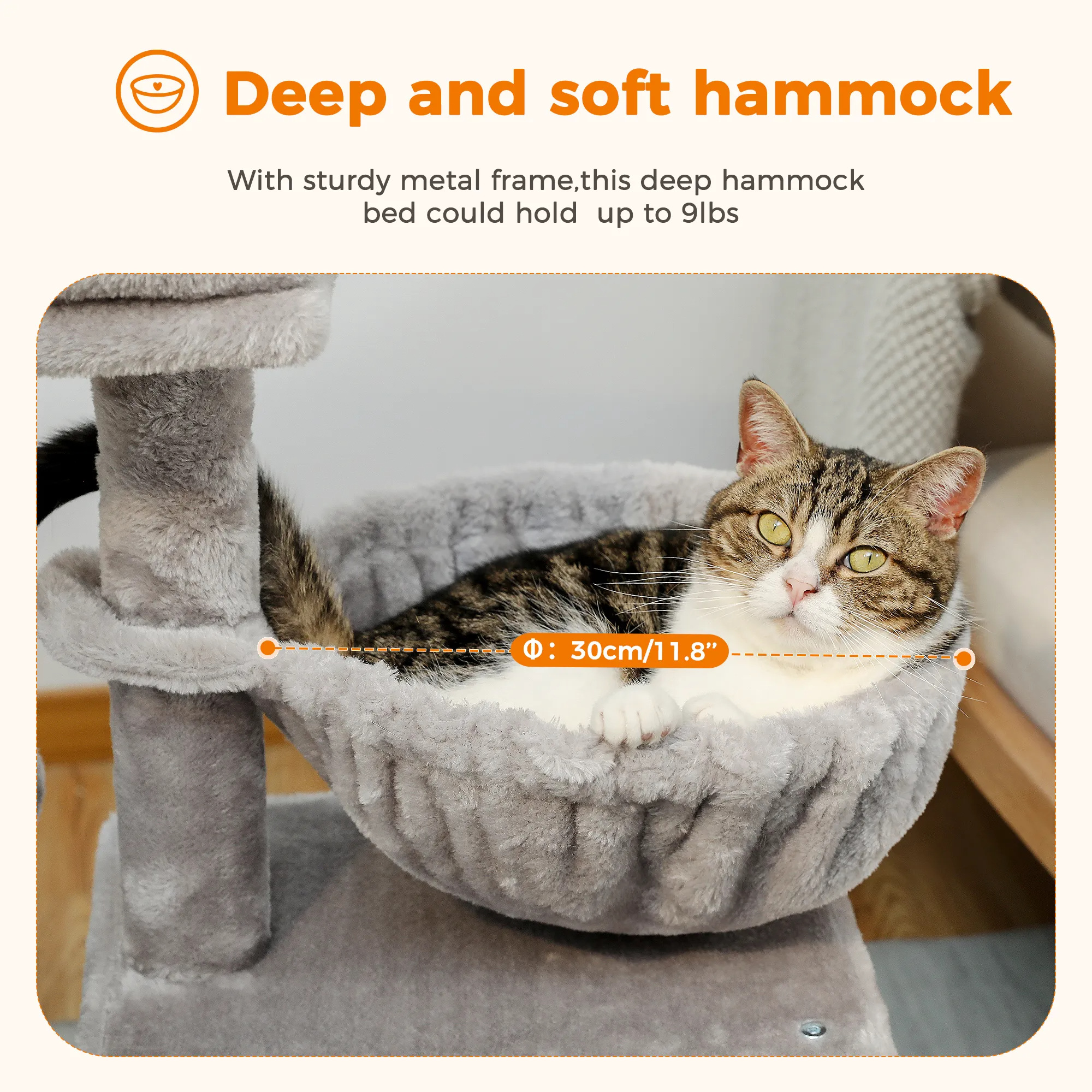 H73CM 2in1 Small Cat Tree Condo for Indoor Funny Sisal-Covered Scratching Post and Board for Kitten Large Top Perch Cozy Hummock
