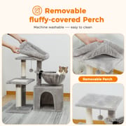 H73CM 2in1 Small Cat Tree Condo for Indoor Funny Sisal-Covered Scratching Post and Board for Kitten Large Top Perch Cozy Hummock