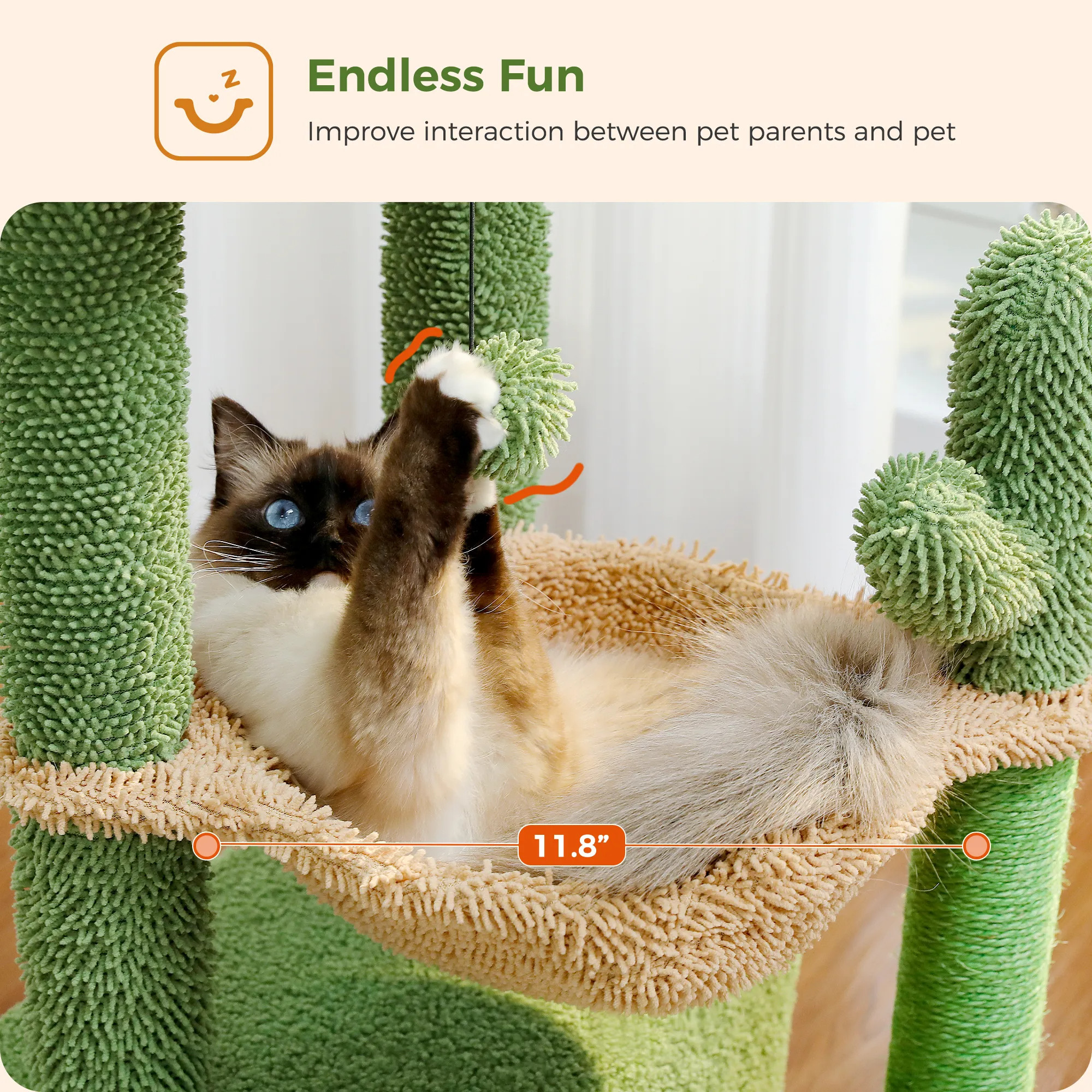 H107/83CM 2 Size Cactus Cat Tree for Indoor Cat Tower Toy Large Top Perch Sisal Covered Scratching Posts& Pad Hummock Big Condo