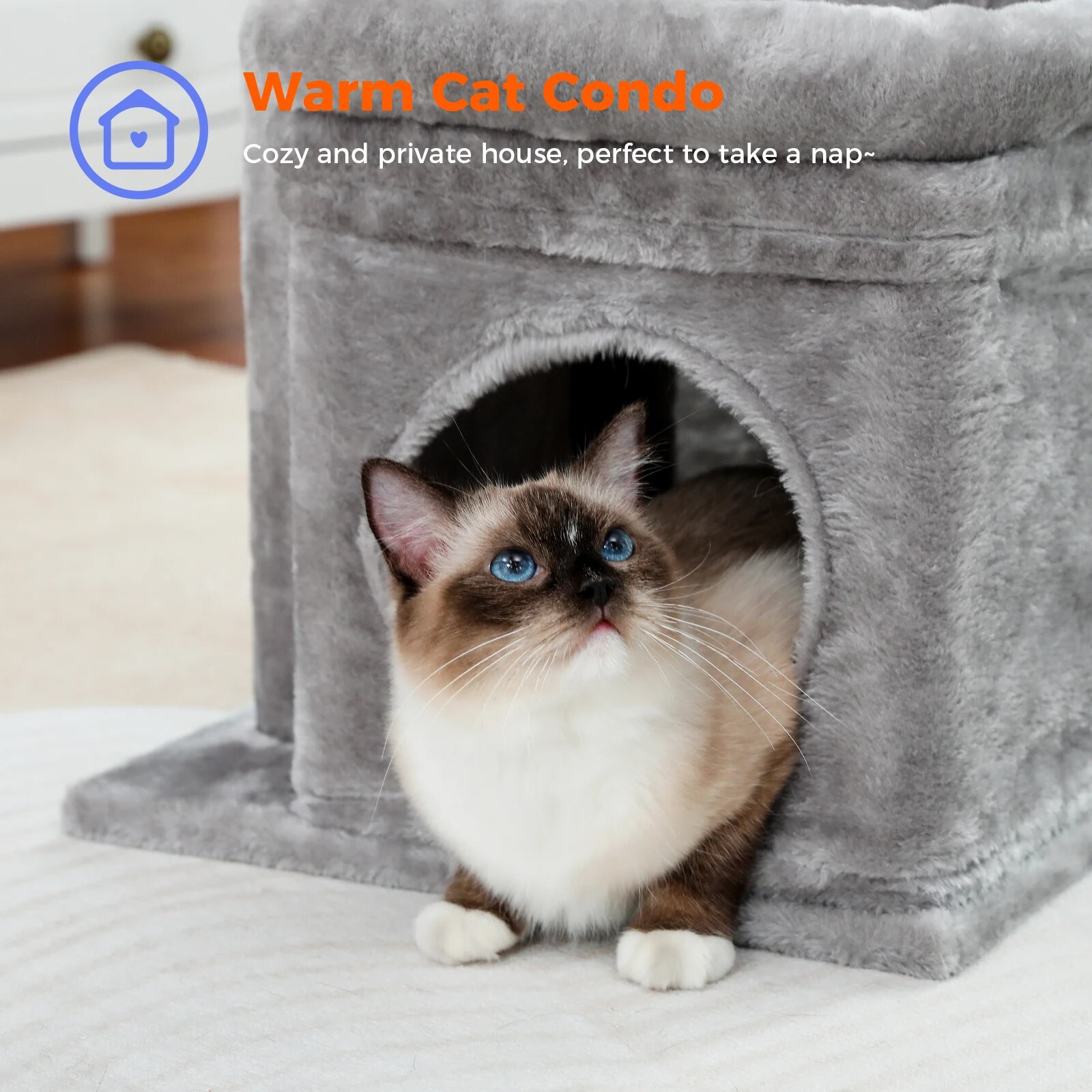 H68cm Small Cat Tree Condo for Indoor Hanging Ball Tower Large Top Perch Warm Cozy Home Sisal Scratching Post rascadores de gato