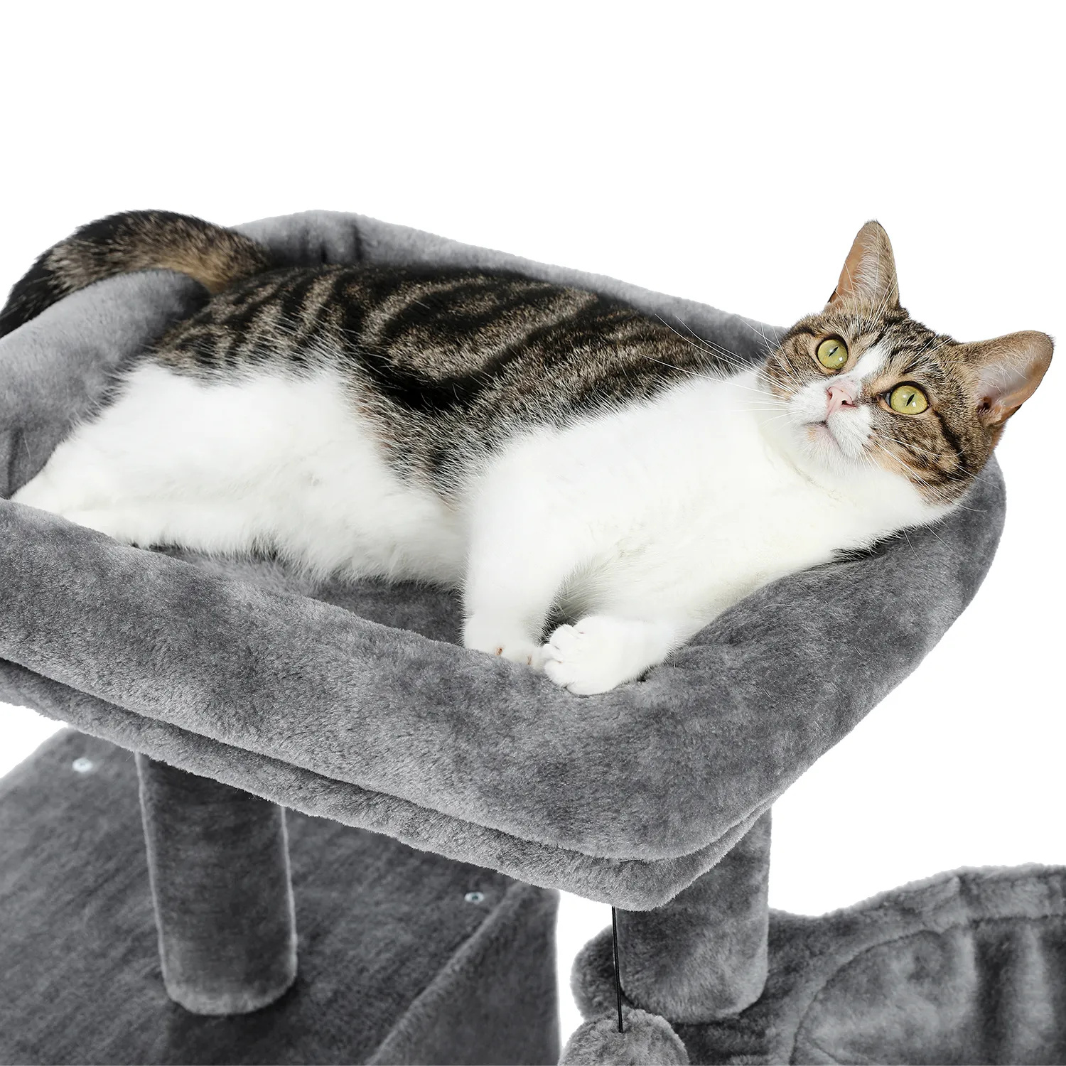 H70cm Cat Tree Condo with Natural Sisal-Covered Scratching Posts for Active Cat Indoor Kitten Large Top Perch Cozy Hummock House