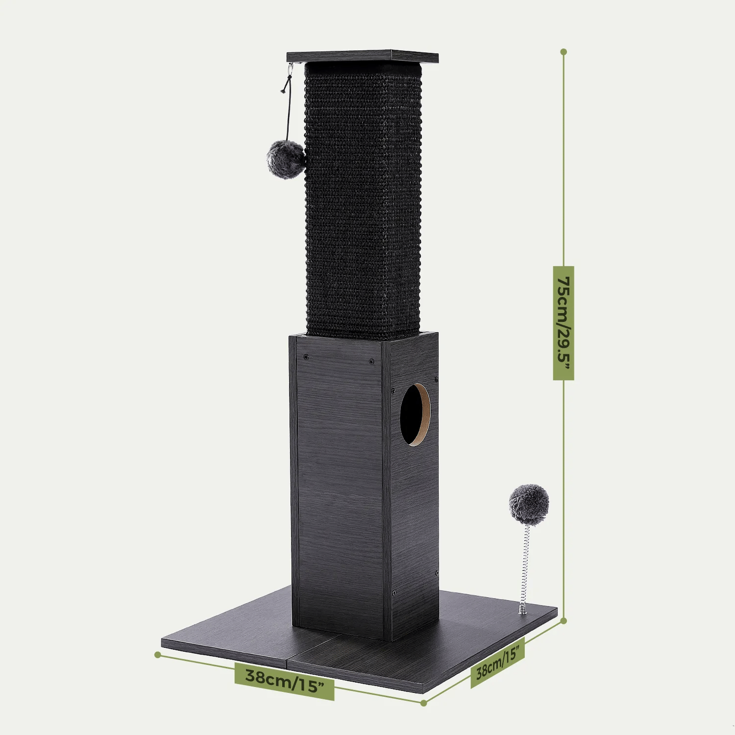 H75cm Cat Scratching Post Indoor with Plush Ball Multi-functional Tall Cat Tree Natural Durable Sisal for Cats Kitten Climbing