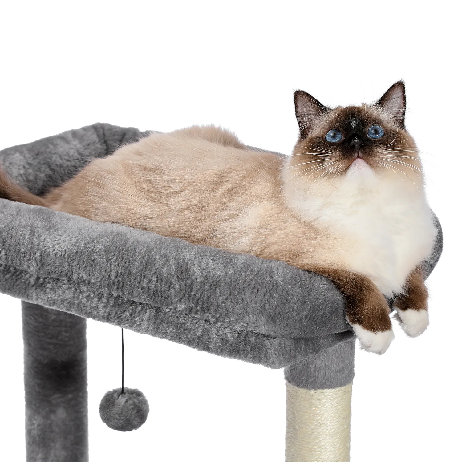 H138CM Luxury Cat Tree for Indoor Multi-Level Tower Double Condo Top Large Perch Comfy Hummock Natural Sisal Scratching Post Toy