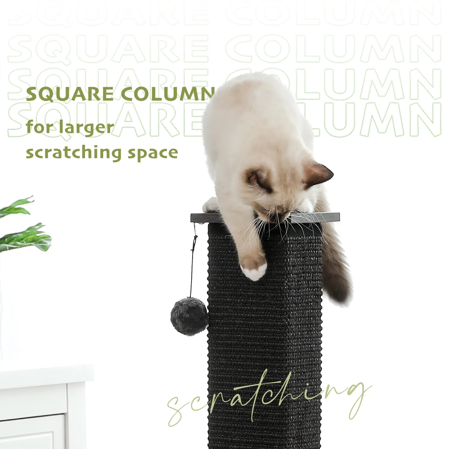 H75cm Cat Scratching Post Indoor with Plush Ball Multi-functional Tall Cat Tree Natural Durable Sisal for Cats Kitten Climbing