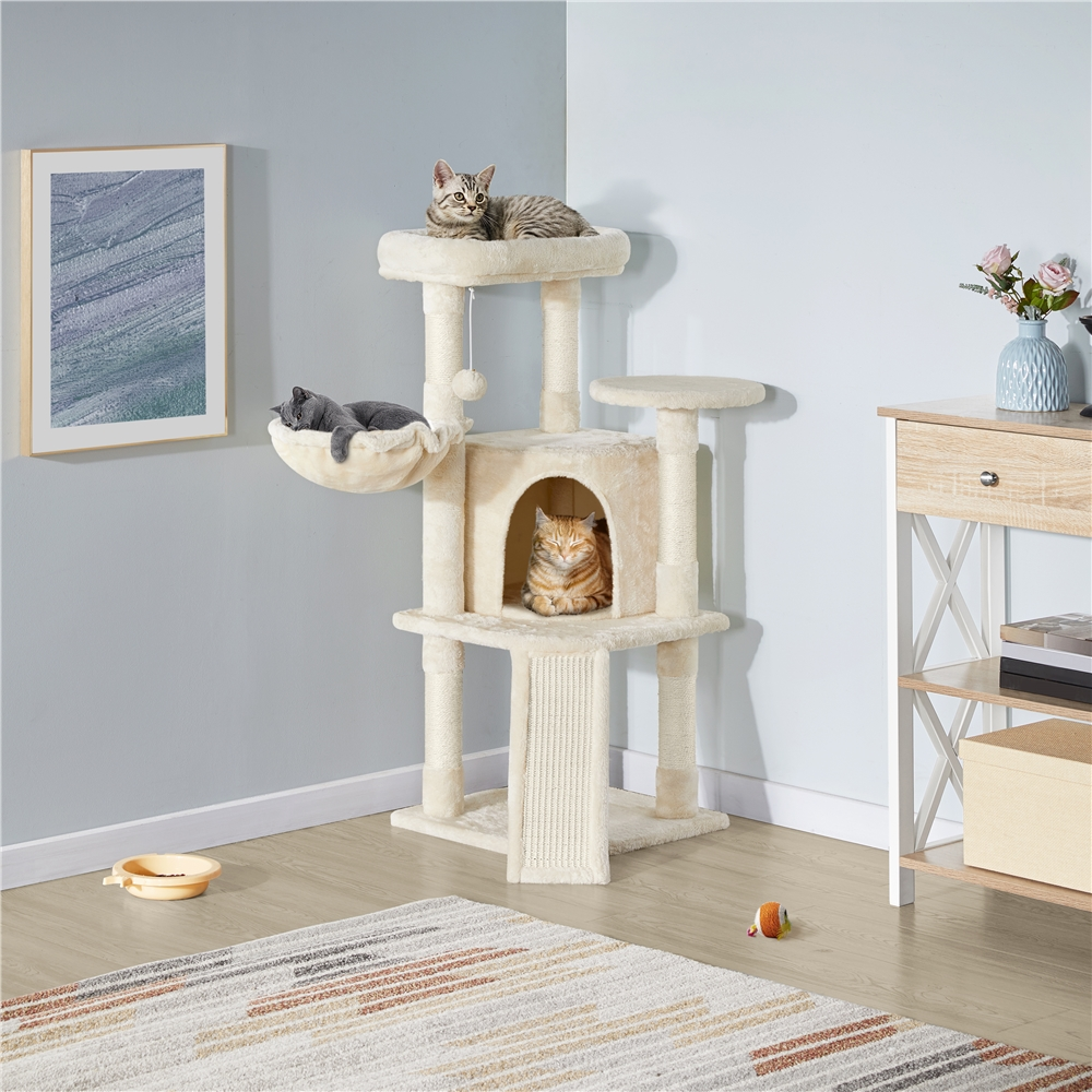 Professional Cat Tree Tower with Basket for Small Kittens, Indoor, At Supplies, Cat Toys, So That Cats Can Play Happily At Home