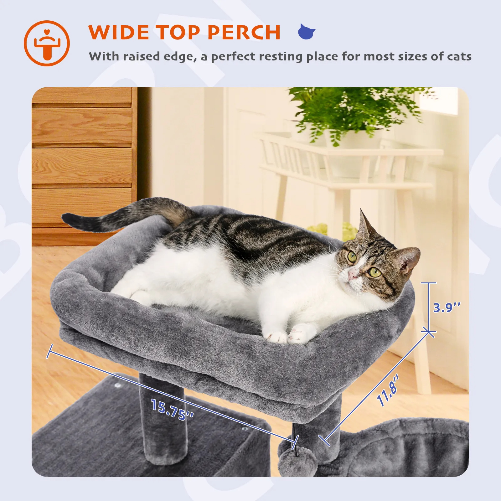 H70cm Cat Tree Condo with Natural Sisal-Covered Scratching Posts for Active Cat Indoor Kitten Large Top Perch Cozy Hummock House