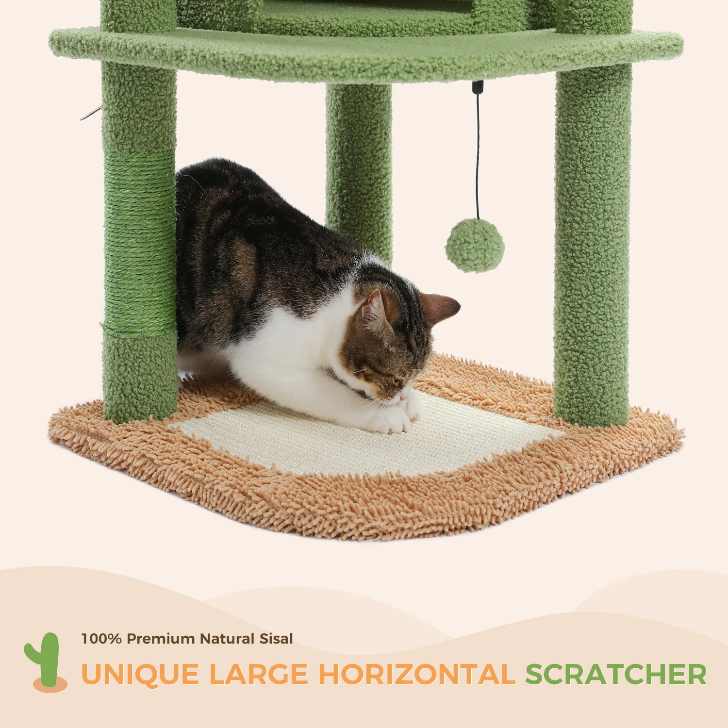H107/83CM 2 Size Cactus Cat Tree for Indoor Cat Tower Toy Large Top Perch Sisal Covered Scratching Posts& Pad Hummock Big Condo