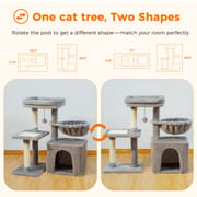 H73CM 2in1 Small Cat Tree Condo for Indoor Funny Sisal-Covered Scratching Post and Board for Kitten Large Top Perch Cozy Hummock