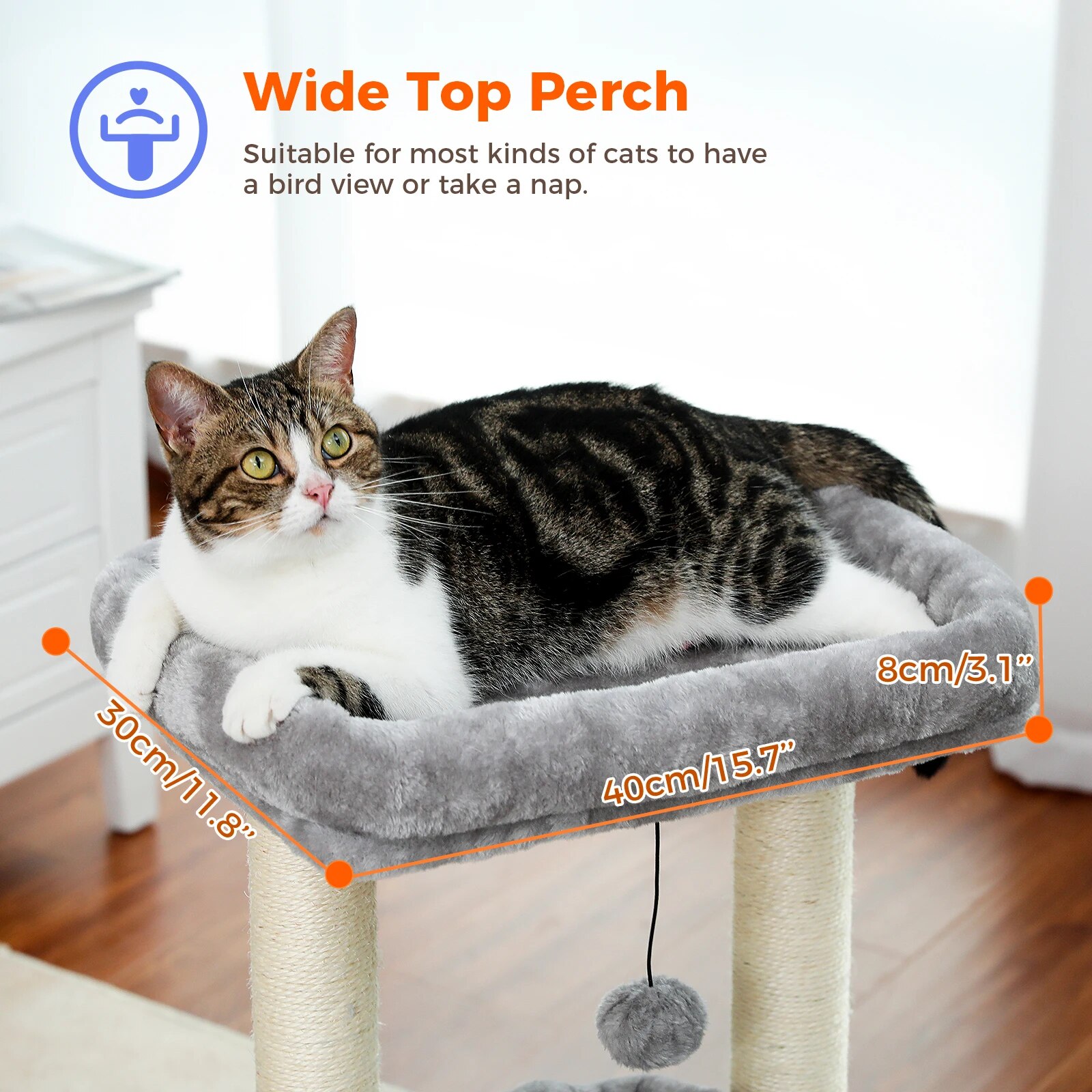 H68cm Small Cat Tree Condo for Indoor Hanging Ball Tower Large Top Perch Warm Cozy Home Sisal Scratching Post rascadores de gato